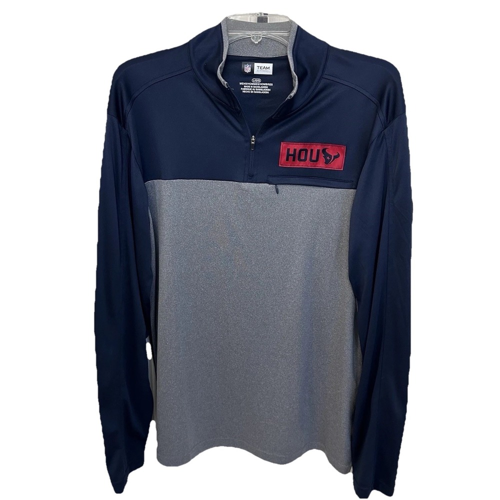 NFL  Houston Texans team apparel 1/4 Zip Pullover  Men's L Navy Blue Gray  NWOT